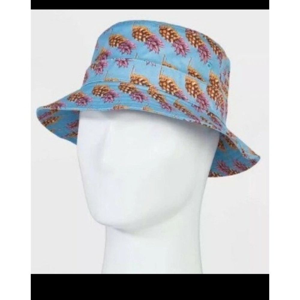 Original Use Bucket Hat Mens L/XL Blue NWT Pineapple Printed Poly Blend C662